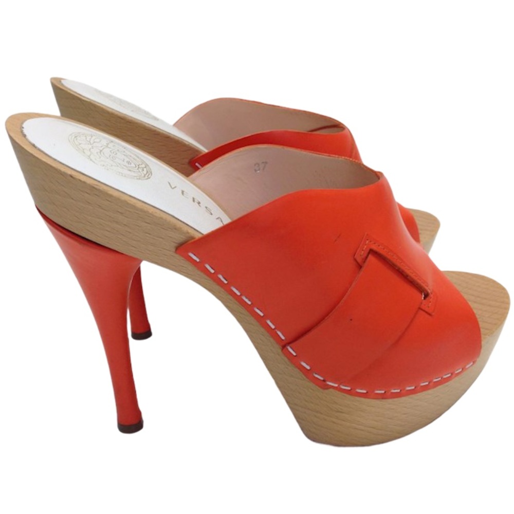 Versace Tangerine Mule Platform Heels